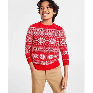 Holiday Lane Big Boys Small Festive Fair Isle Long Sleeve Sweater in Red $40 181